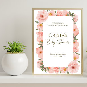 Exquisite Peach Floral Welcome Poster