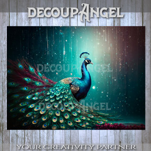 Exquisite Peacock with Rain Effect Decoupage Tissue Paper