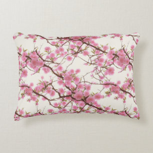 Exquisite Pink Cherry Blossoms Florals  Decorative Cushion