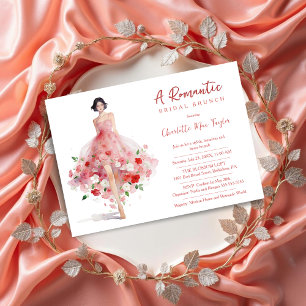 Exquisite Pink Floral Tulle Model Bridal Shower Invitation