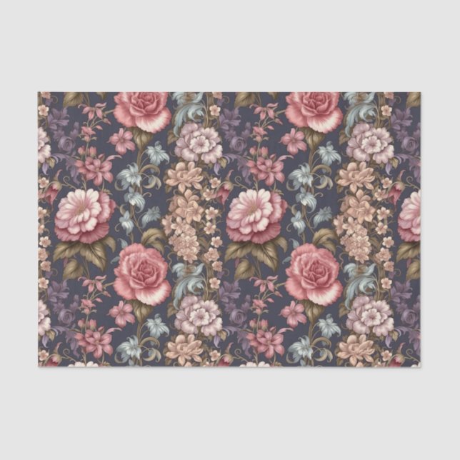 Exquisite Pink Flowers Decoupage Paper for Artisti (Front)