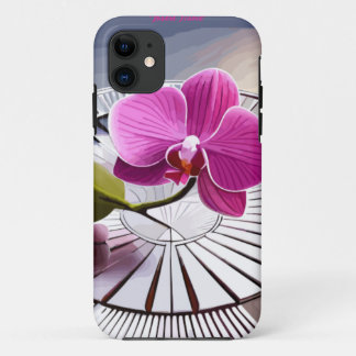 Exquisite Pink Orchid Rests on Silver Plate  iPhone 11 Case