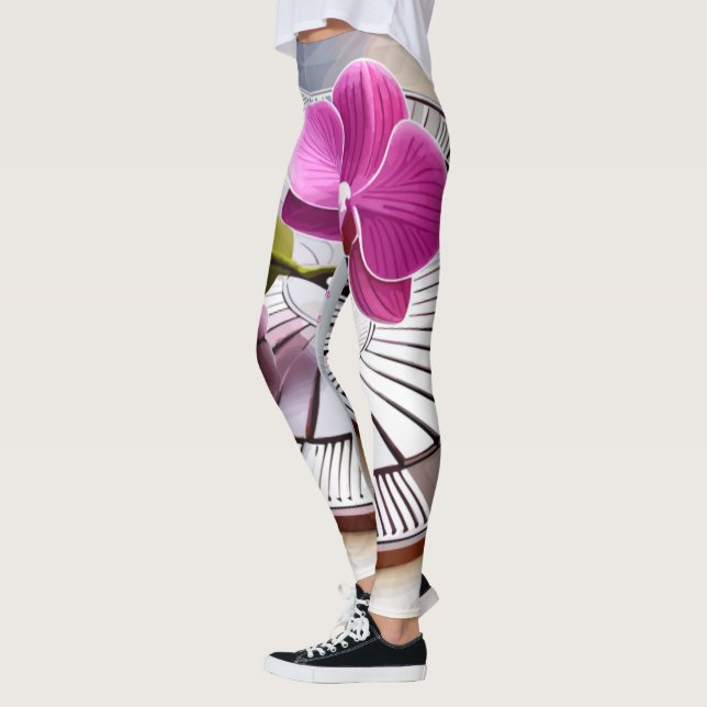 Exquisite Pink Orchid Rests on Silver Plate Leggings (Left)