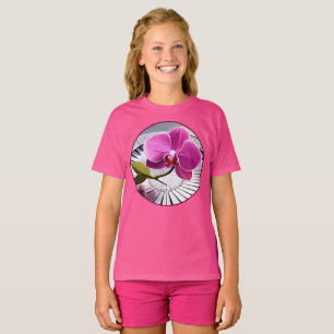 Exquisite Pink Orchid Rests on Silver Plate T-Shirt