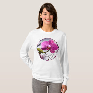 Exquisite Pink Orchid Rests on Silver Plate T-Shirt