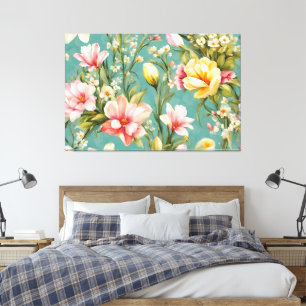 Exquisite Pink, Yellow Magnolia with White Flowers Canvas Print