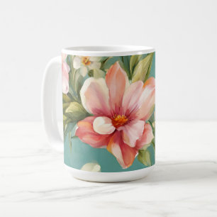 Exquisite Pink, Yellow Magnolia with White Flowers Coffee Mug