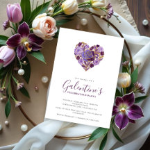 Exquisite Purple Floral Heart Galentine's Day