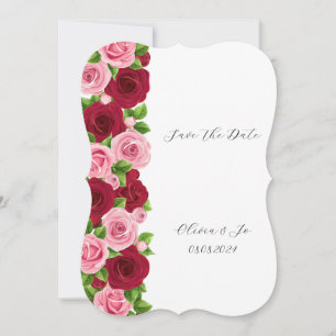 exquisite red and pink floral save the date card