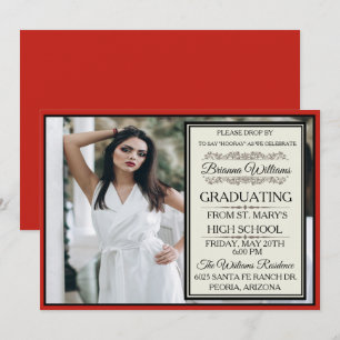 Exquisite Red Graduation Invitation