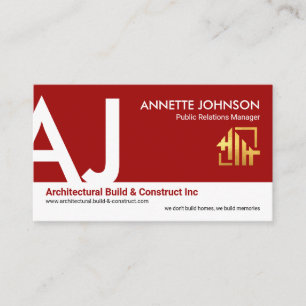 Exquisite Red White Layers Name Monogram Startup Business Card