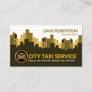 Exquisite Retro City Skyline Taxi Driver Business Card