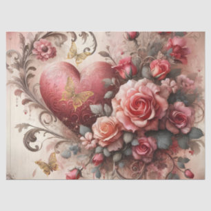 Exquisite Romantic Pink Floral Tissue Paper Sheets