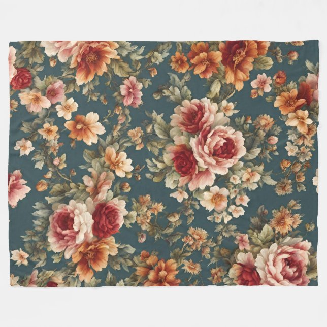 Exquisite Romantic Roses and Beautiful Flowers Fleece Blanket (Front (Horizontal))