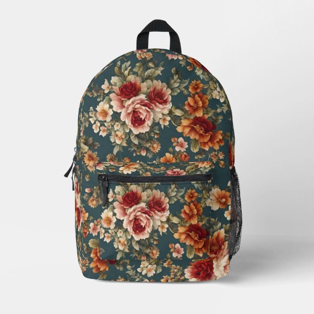 Exquisite Romantic Roses and Beautiful Flowers Printed Backpack (Front)