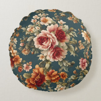 Exquisite Romantic Roses and Beautiful Flowers Round Cushion