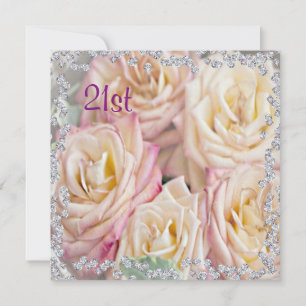 Exquisite Roses & Diamonds 21st Birthday Invitation
