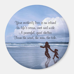 Exquisite Silhouette Mother & Daughter at Beach Magnet