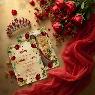 Exquisite Spanish Quinces Vintage Romantic Photo Invitation
