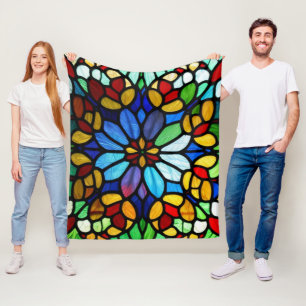 Exquisite Stained Glass Art Fleece Blanket