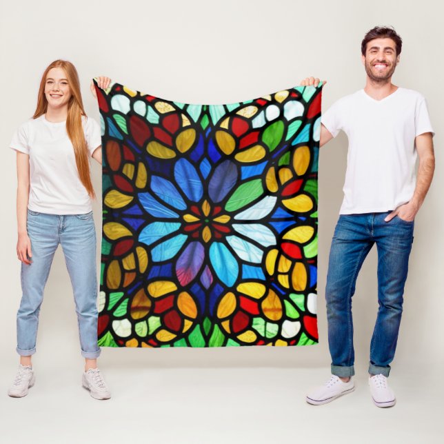 Exquisite Stained Glass Art Fleece Blanket (In Situ)