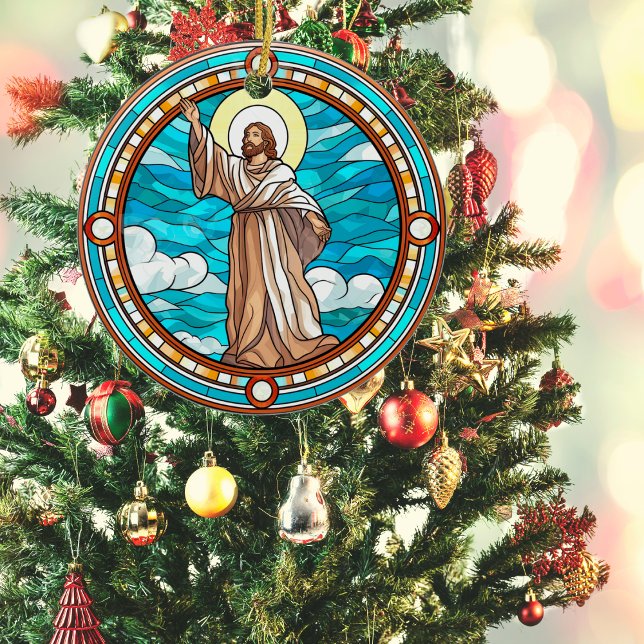 Exquisite Stained Glass Jesus Christmas Ceramic Tree Decoration (Creator Uploaded)