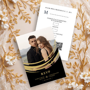 Exquisite Stylish Golden Abstract Geometric Shape RSVP Card