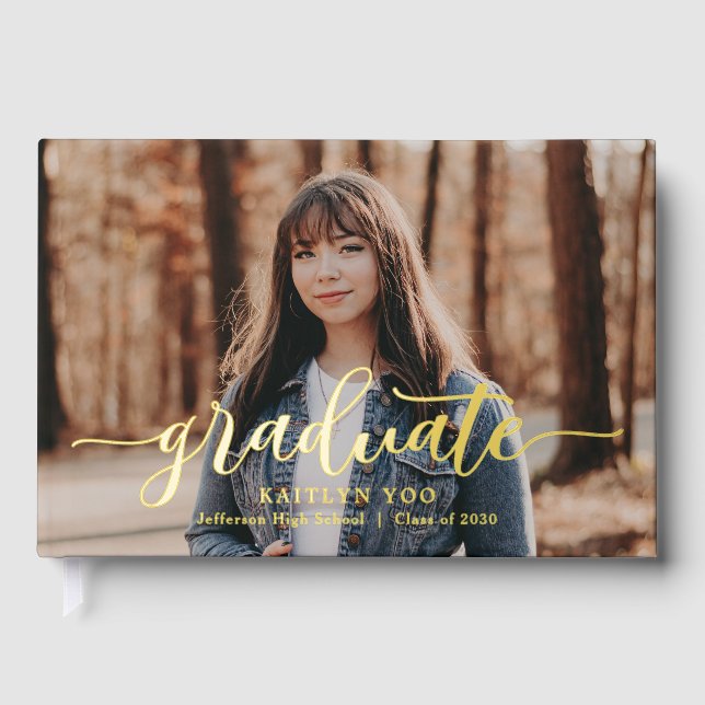Exquisite Taste Foil Photo Graduation Guest Book (Front)