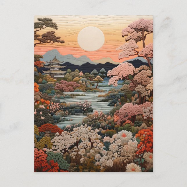 Exquisite Traditional Japanese Tapestry Art:  Postcard (Front)