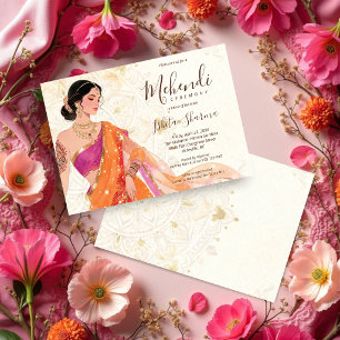 Exquisite Vibrant Mehndi Bride Magenta TLW26 Invitation