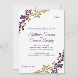 Exquisite Vines Invitation- Plum & Gold Invitation