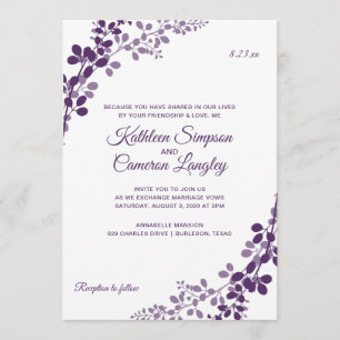 Exquisite Vines Wedding Invitation- Plum / Purple Invitation