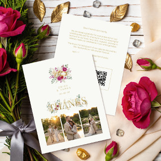 Exquisite Wedding Gold Rings Floral TLW26 Thank You Card