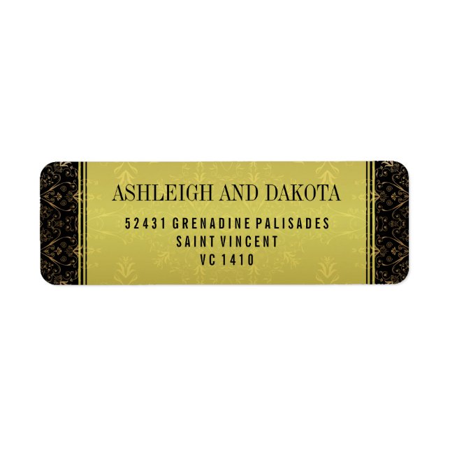 Exquisite Wedding | Golden Overlay on Damask (Front)