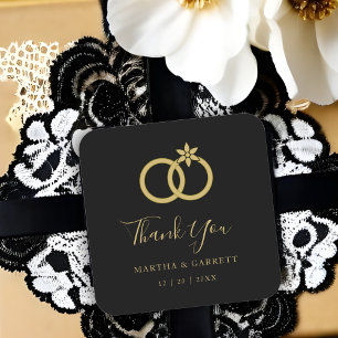 Exquisite Wedding Rings Luxury Wedding Gold Black Square Sticker