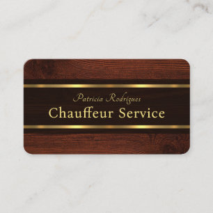 Exquisite Wood Grain Gold Lines Chauffeur  Business Card