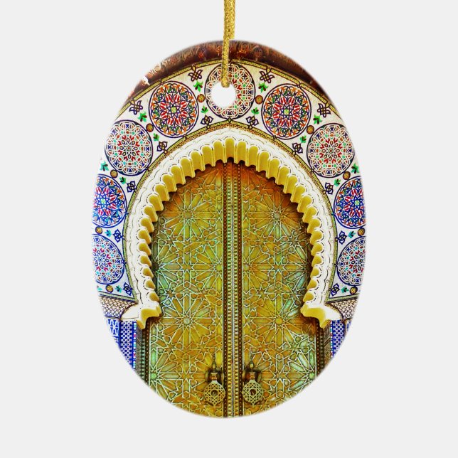 Exquisitely Detailed Moroccan Pattern Door Ceramic Tree Decoration (Front)
