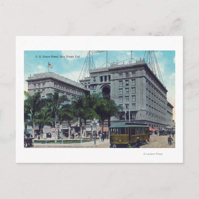 Exteior View of the US Grant Hotel Postcard (Front)