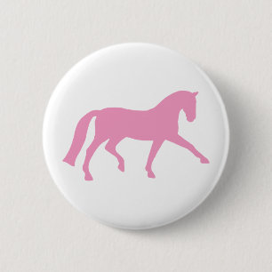 Extended Trot Dressage Horse (pink) 6 Cm Round Badge