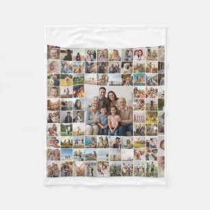 Extensive Family Memories Photo Grid Collage Fleec Fleece Blanket