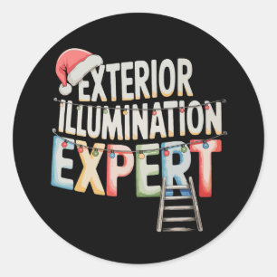 Exterior Illumination Expert Christmas Lights Xmas Classic Round Sticker