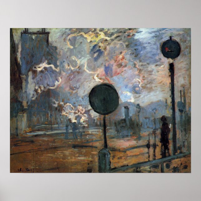 Exterior of Gare Saint-Lazare by Claude Monet Poster (Front)