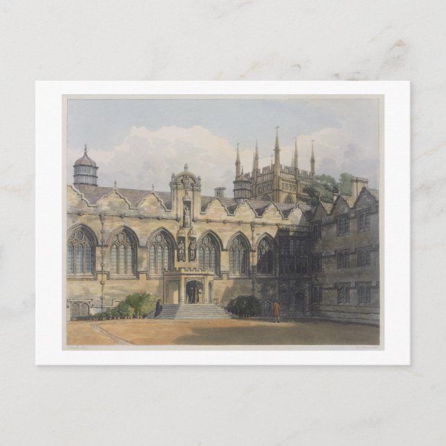 Exterior of Oriel College, illustration from the ' Postcard (Front)