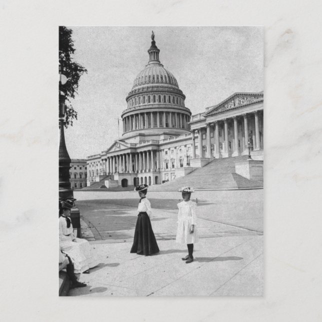 Exterior of the Capitol building with women Postcard (Front)