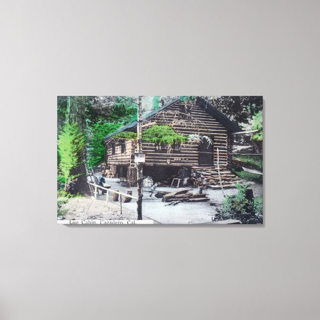 Exterior View of a Log CabinCazadero, CA Canvas Print (Front)