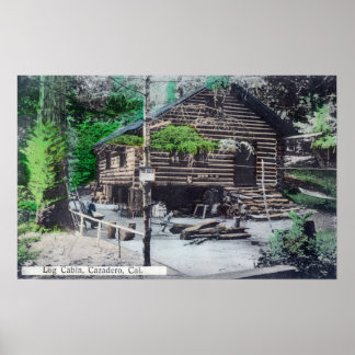 Exterior View of a Log CabinCazadero, CA Poster