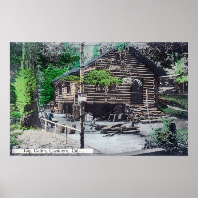 Exterior View of a Log CabinCazadero, CA Poster (Front)