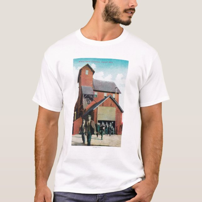 Exterior View of a Mine, Workers Exiting T-Shirt (Front)