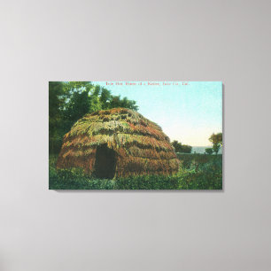 Exterior View of a Tule HutLake County, CA Canvas Print