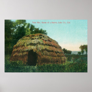 Exterior View of a Tule HutLake County, CA Poster